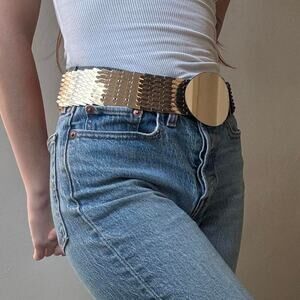 Vintage Gold Statement Belt 80s 90s Metallic Fashion Costume Accessory